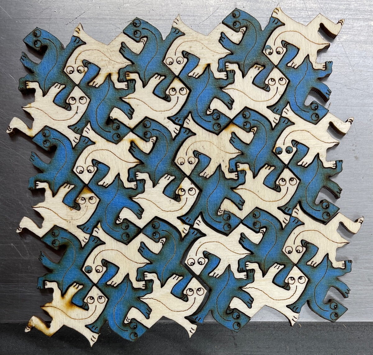 Intra απο ξύλο plywood 3mm-4mm πάχος - Escher Lizards Δίασταση 30x30 cm Intraeaxys-m1d63ze7