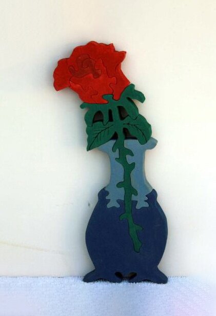 Intra απο ξύλο plywood 3mm-4mm πάχος - Βάζο με ξύλινα τριαντάφυλλα Διακόσμηση δωματίου με παζλ Δίασταση 30x30 cm Intraeaxys-eo2060l7