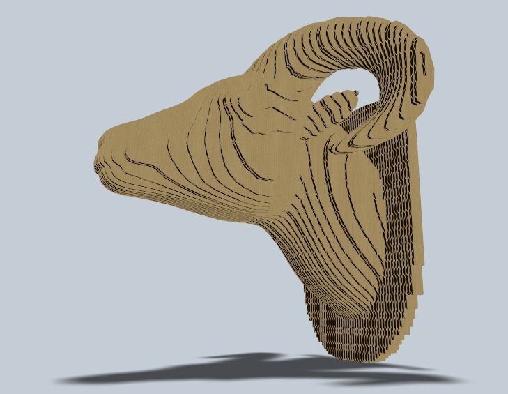 Intra απο ξύλο plywood 3mm-4mm πάχος - Ram Trophy Head Layered Wall Decor 3mm Δίασταση 30x30 cm Intraeaxys-eo0qyng1