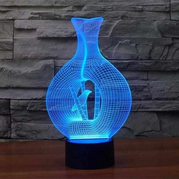 Intra απο ξύλο plywood 3mm-4mm πάχος - Βάζο 3D Led Night Light Δίασταση 20x20 cm Intraeaxys-r1z2nem1