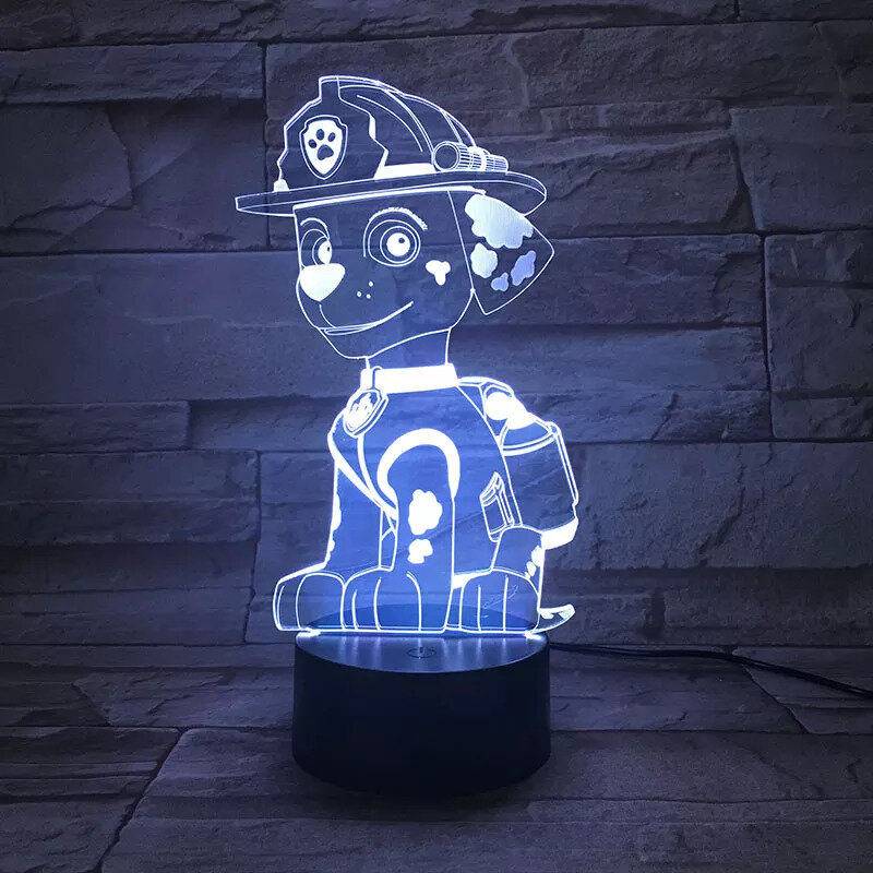 Intra απο ξύλο plywood 3mm-4mm πάχος - Paw Patrol 3D Ακρυλικό LED Φωτιστικό Νυχτερινό Anime Παιχνίδι για παιδιά Δώρο Δίασταση 20x20 cm Intraeaxys-joedpj61