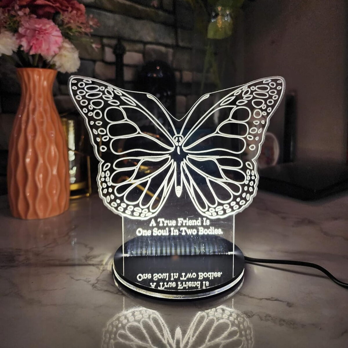 Intra απο ξύλο plywood 3mm-4mm πάχος - Νυχτερινό φωτιστικό Butterfly 3D Illusion Δίασταση 20x20 cm Intraeaxys-e1gkz6vo