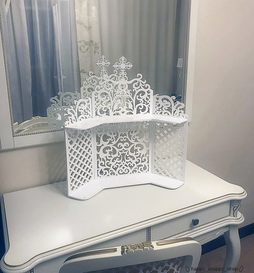 Intra απο ξύλο plywood 3mm-4mm πάχος - Ράφι εικονοστάσι για εικονίδια Οικιακό γωνιακό ράφι 4mm Δίασταση 30x30 cm Intraeaxys-lopq4vz7