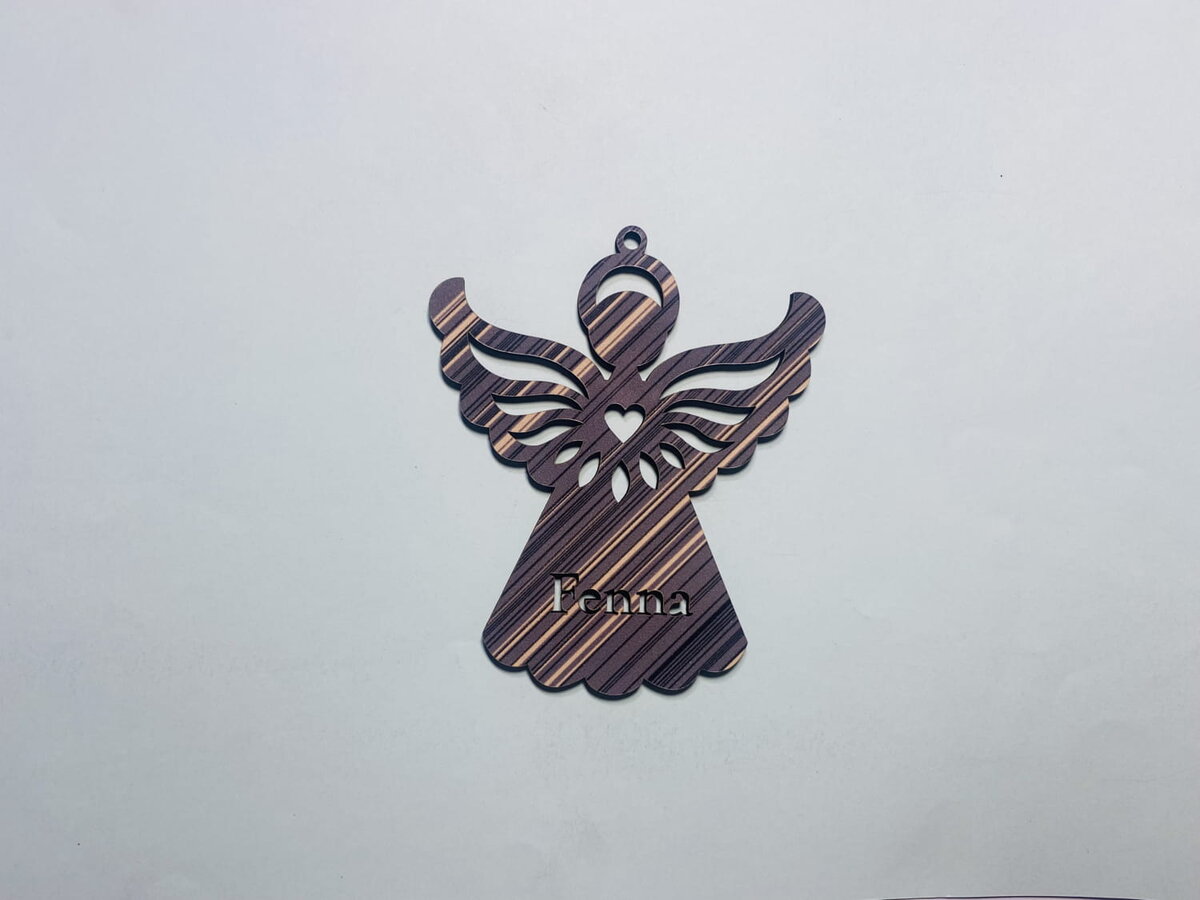 Σετ των 2 Intra απο ξύλο plywood 3mm-4mm πάχος - Προσωποποιημένο Χριστουγεννιάτικο Στολίδι Άγγελος Δίασταση 10x10 cm Intraeaxys-r7vml2z7