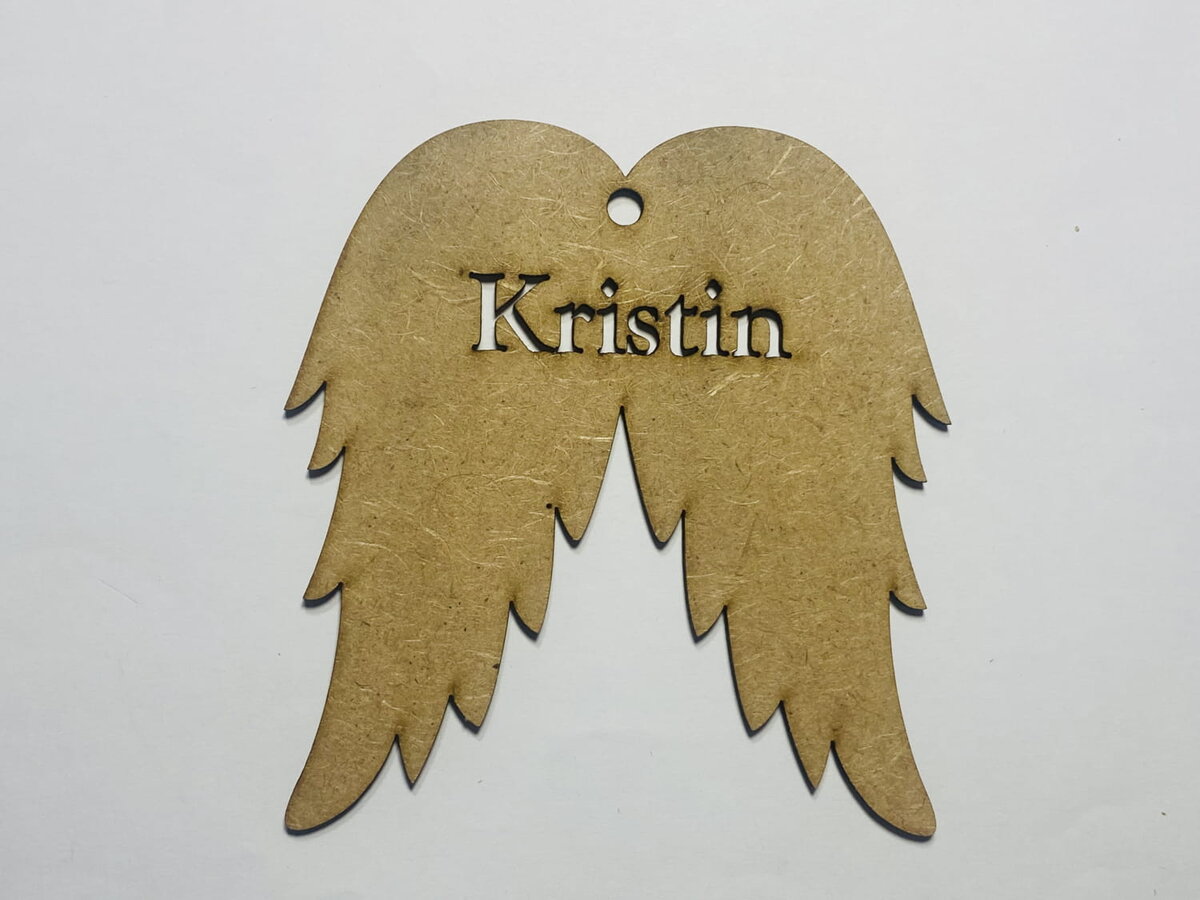 Σετ των 2 Intra απο ξύλο plywood 3mm-4mm πάχος - Χριστουγεννιάτικο στολίδι με φτερά αγγέλου Δίασταση 10x10 cm Intraeaxys-6o3y2xp7