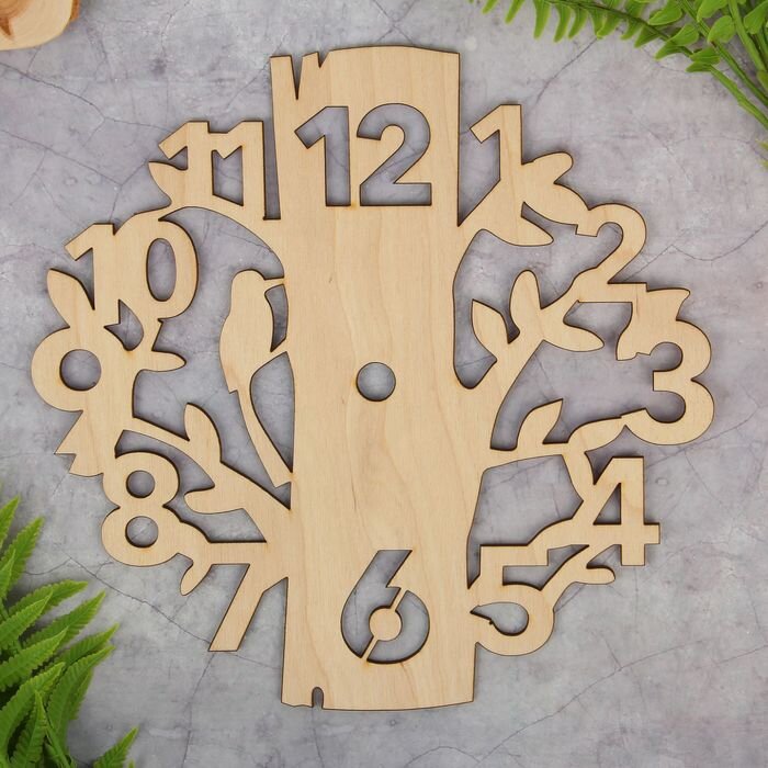 Intra απο ξύλο plywood 3mm-4mm πάχος - Ρολόι τοίχου δέντρων και πουλιών Δίασταση 30x30 cm Intraeaxys-d1lvgx6o