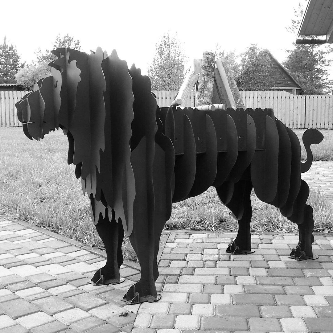 Intra απο ξύλο plywood 3mm-4mm πάχος - Lion BBQ σχέδιο cnc διάνυσμα Δίασταση 30x30 cm Intraeaxys-51r5yd76