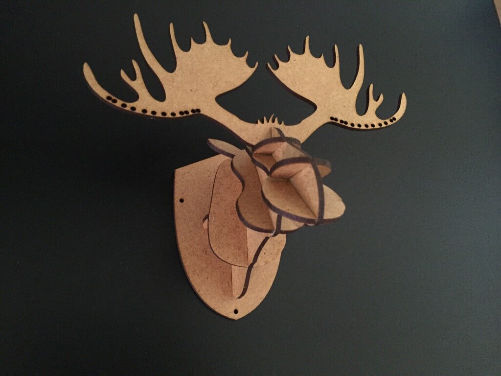 Intra απο ξύλο plywood 3mm-4mm πάχος - Moose Head 3D Δίασταση 30x30 cm Intraeaxys-m1d6jkx7