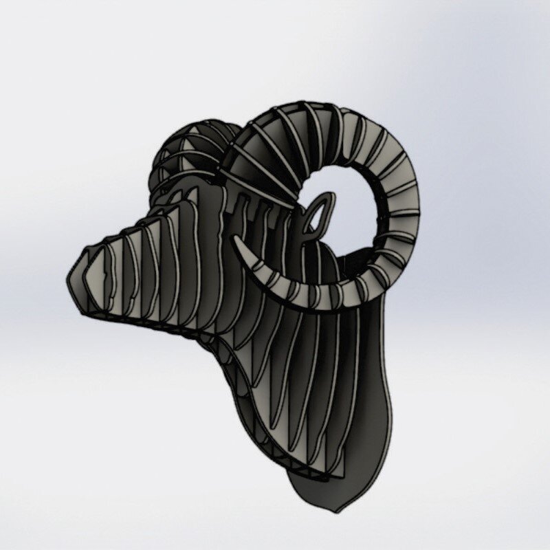 Intra απο ξύλο plywood 3mm-4mm πάχος - Διακόσμηση τοίχου με κεφάλι κατσίκας Δίασταση 30x30 cm Intraeaxys-eoxlepqo