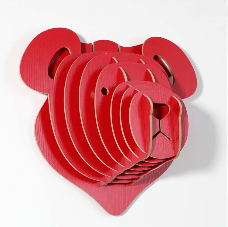 Intra απο ξύλο plywood 3mm-4mm πάχος - Διακόσμηση τοίχου κεφαλιού από ξύλο αρκούδας Δίασταση 30x30 cm Intraeaxys-6o3ymnj7