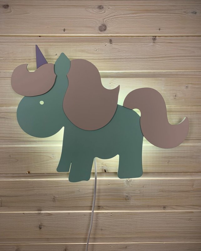 Intra απο ξύλο plywood 3mm-4mm πάχος - Φωτιστικό Unicorn Διακόσμηση τοίχου παιδικού δωματίου Δίασταση 30x30 cm Intraeaxys-voqrg6d7