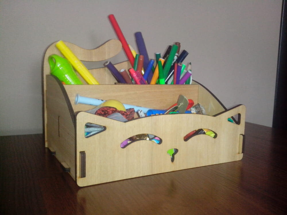 Intra απο ξύλο plywood 3mm-4mm πάχος - Οργάνωση γραφείου θήκης για στυλό Cat Δίασταση 30x30 cm Intraeaxys-m1d6jpe7