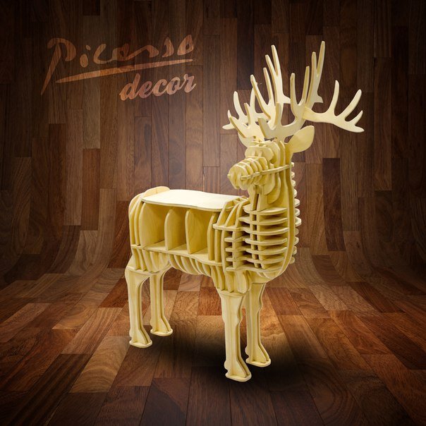 Intra απο ξύλο plywood 3mm-4mm πάχος - Ράφι βιβλίων ραφιών Deer Δίασταση 30x30 cm Intraeaxys-078y3r5o