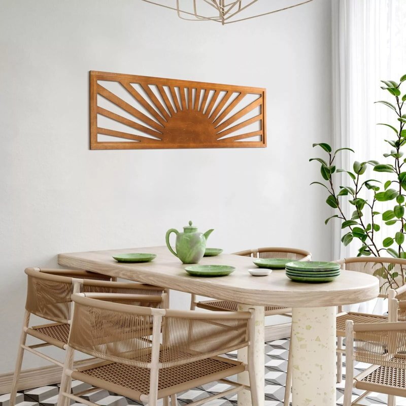 Σετ των 2 Intra απο ξύλο plywood 3mm-4mm πάχος - Wood Sunset Wall Art Boho Sun Wall Art Δίασταση 20x20 cm Intraeaxys-51ry8k3o