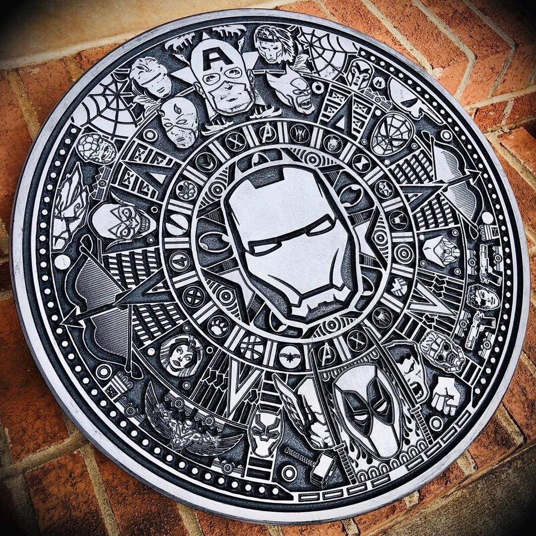 Intra απο ξύλο plywood 3mm-4mm πάχος - Χαρακτική Marvel Aztec Calendar Δίασταση 30x30 cm Intraeaxys-eoxlvexo