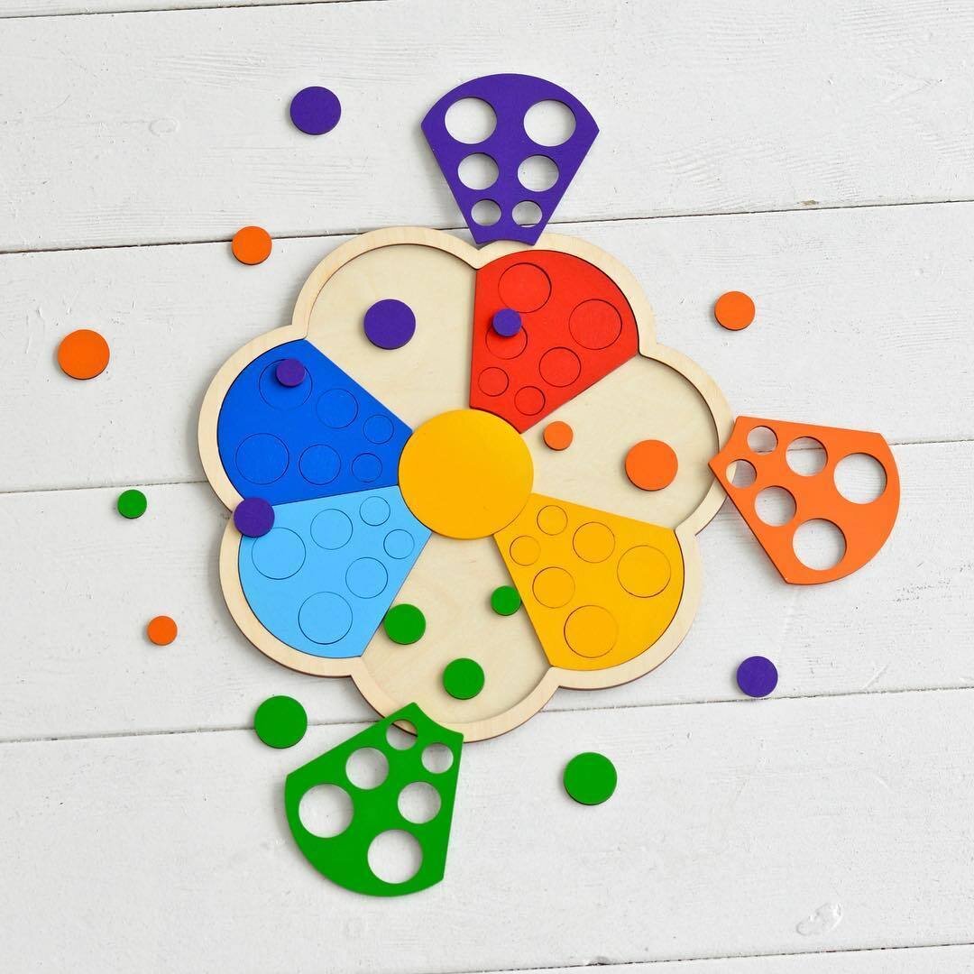Intra απο ξύλο plywood 3mm-4mm πάχος - Ξύλινο Παιχνίδι παζλ Προσχολικής Ταξινόμησης Σχημάτων Παιδιού Λουλούδι Δίασταση 30x30 cm Intraeaxys-67wln531