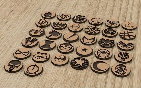 Intra απο ξύλο plywood 3mm-4mm πάχος - Σήματα Marvel Δίασταση 30x30 cm Intraeaxys-67wljll1