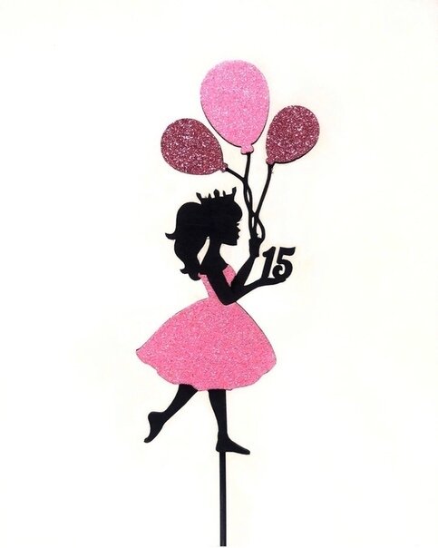 Intra απο ξύλο plywood 3mm-4mm πάχος - Princess Cake Topper Hot Air Balloon Girl Διακόσμηση τούρτας γενεθλίων Δίασταση 30x30 cm Intraeaxys-ro6y4e37