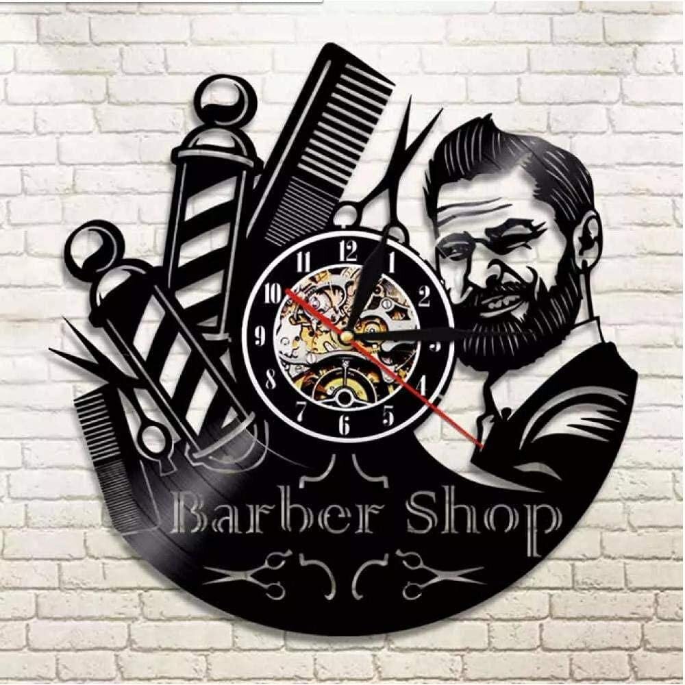 Intra απο ξύλο plywood 3mm-4mm πάχος - Λογότυπο Barber Shop Ρολόι τοίχου δίσκων βινυλίου Δίασταση 30x30 cm Intraeaxys-d1lvjx6o