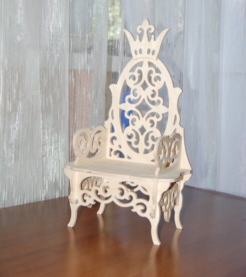 Intra απο ξύλο plywood 3mm-4mm πάχος - Royal Doll Throne Miniature Dollhouse Throne Καρέκλα Barbie 12mm Δίασταση 40x50 cm Intraeaxys-qommq05o