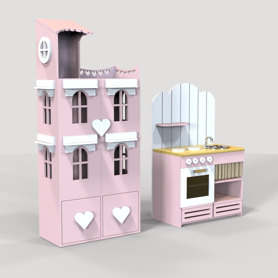 Intra απο ξύλο plywood 3mm-4mm πάχος - Barbie Doll Kitchen Kids Doll House Kitchen Δίασταση 40x50 cm Intraeaxys-joedq261