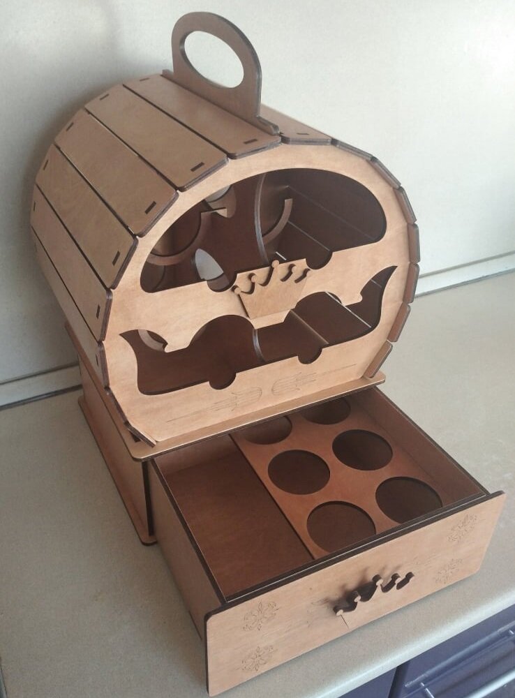 Intra απο ξύλο plywood 3mm-4mm πάχος - Wine Barrel Mini Bar Δίασταση 30x30 cm Intraeaxys-67wlw081