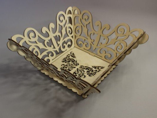 Intra απο ξύλο plywood 3mm-4mm πάχος - Καλάθι πεταλούδας Δίασταση 30x30 cm Intraeaxys-pokm3e81