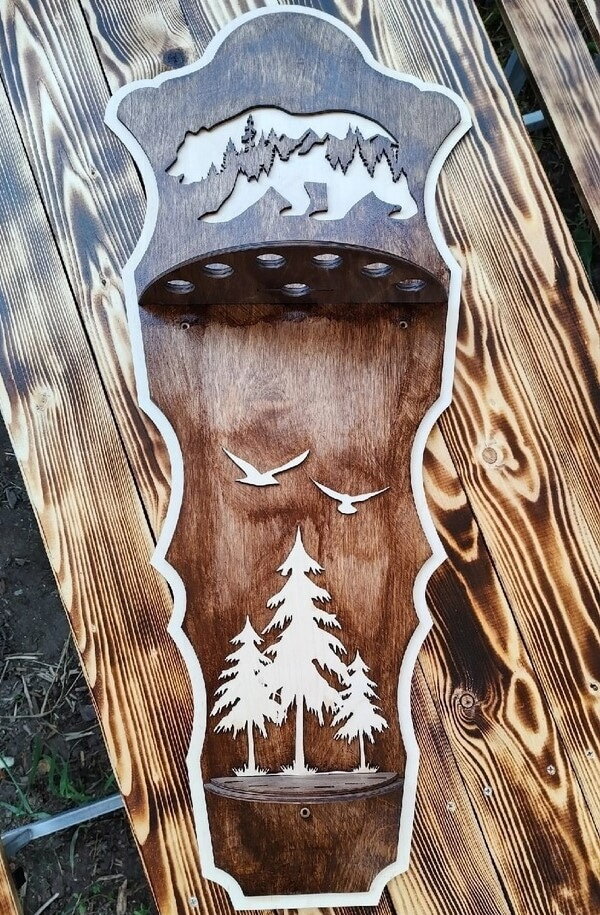 Intra απο ξύλο plywood 3mm-4mm πάχος - Βάση τοίχου με σουβλάκια BBQ Δίασταση 30x30 cm Intraeaxys-eo4q0l87