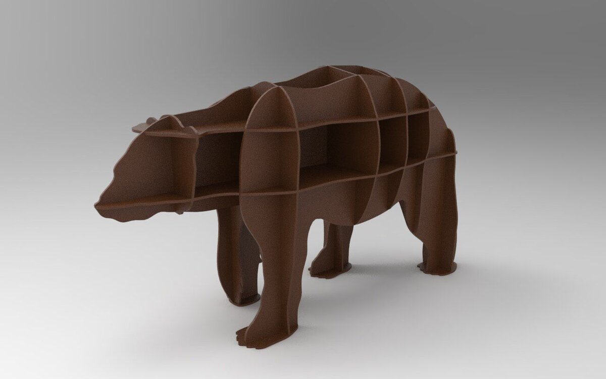 Intra απο ξύλο plywood 3mm-4mm πάχος - Αρχείο DWG σχεδίων CNC ραφιού Bear Δίασταση 30x30 cm Intraeaxys-lopqnp37