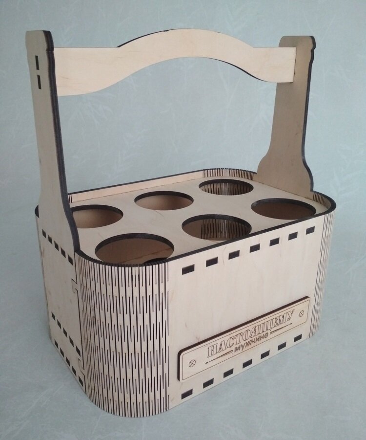Intra απο ξύλο plywood 3mm-4mm πάχος - 6-Συσκευασία Beverage Holder Beer Caddy Δίασταση 30x30 cm Intraeaxys-eo0qxr01