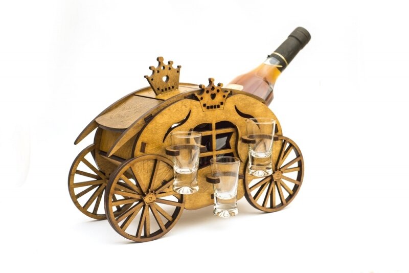 Intra απο ξύλο plywood 3mm-4mm πάχος - Μίνι μπαρ Καροτσάκι με ποτήρια Οικιακές μπάρες Ξύλινη βάση για μπουκάλια Δίασταση 30x30 cm Intraeaxys-67wld231