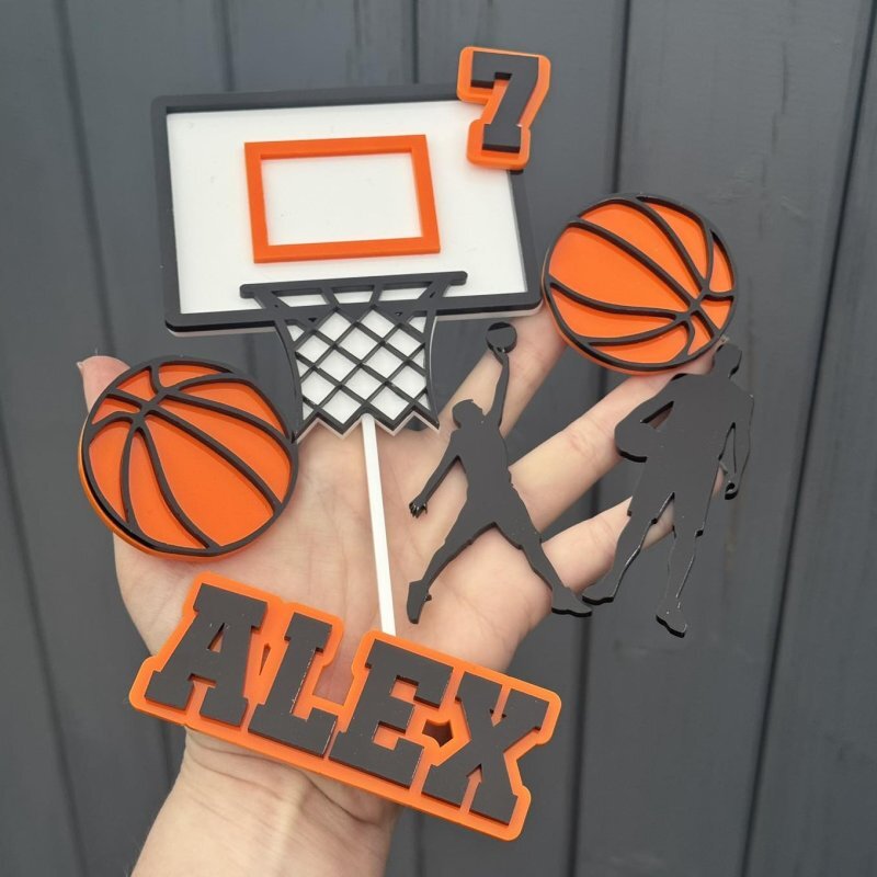 Intra απο ξύλο plywood 3mm-4mm πάχος - Basketball Cake Topper Μπάσκετ Διακόσμηση πάρτι Δίασταση 30x30 cm Intraeaxys-6o3kk6r1