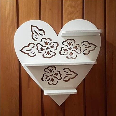 Intra απο ξύλο plywood 3mm-4mm πάχος - Διακοσμητικό ράφι τοίχου σε σχήμα καρδιάς Δίασταση 30x30 cm Intraeaxys-qommvkro