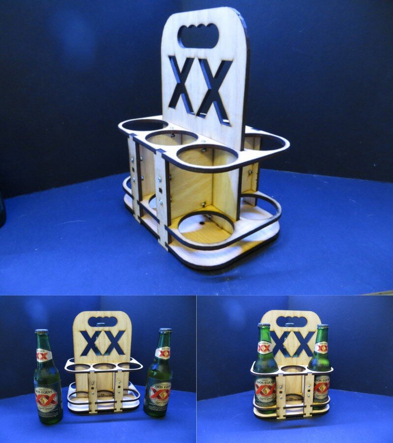 Intra απο ξύλο plywood 3mm-4mm πάχος - 6 Μπουκάλια Αναψυκτικό Caddy Δίασταση 30x30 cm Intraeaxys-r7vmxvk7