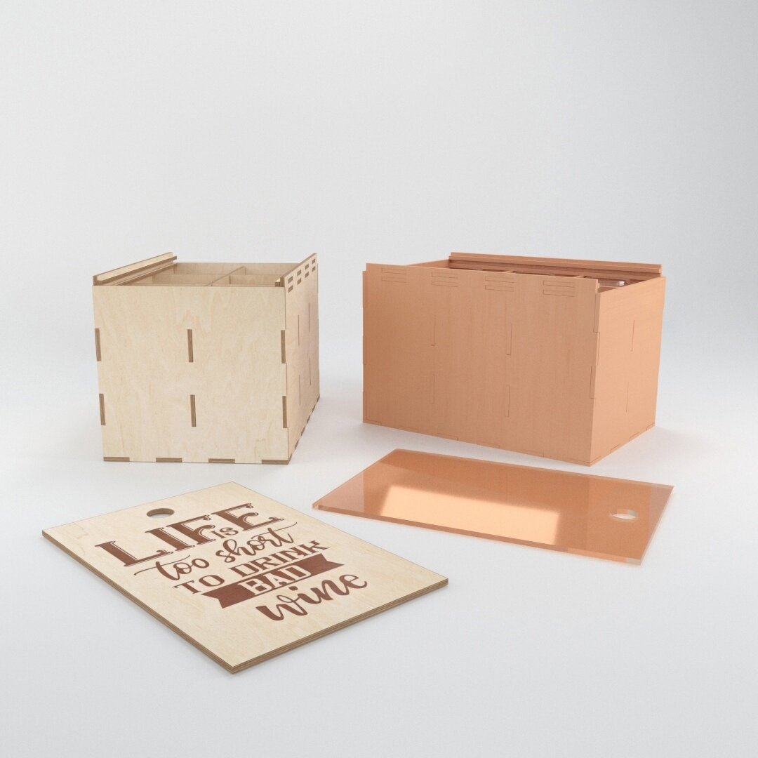 Intra απο ξύλο plywood 3mm-4mm πάχος - Η ζωή είναι πολύ μικρή για να πιεις το κακό κρασί με χαραγμένο κουτί Δίασταση 30x30 cm Intraeaxys-pok3jz97