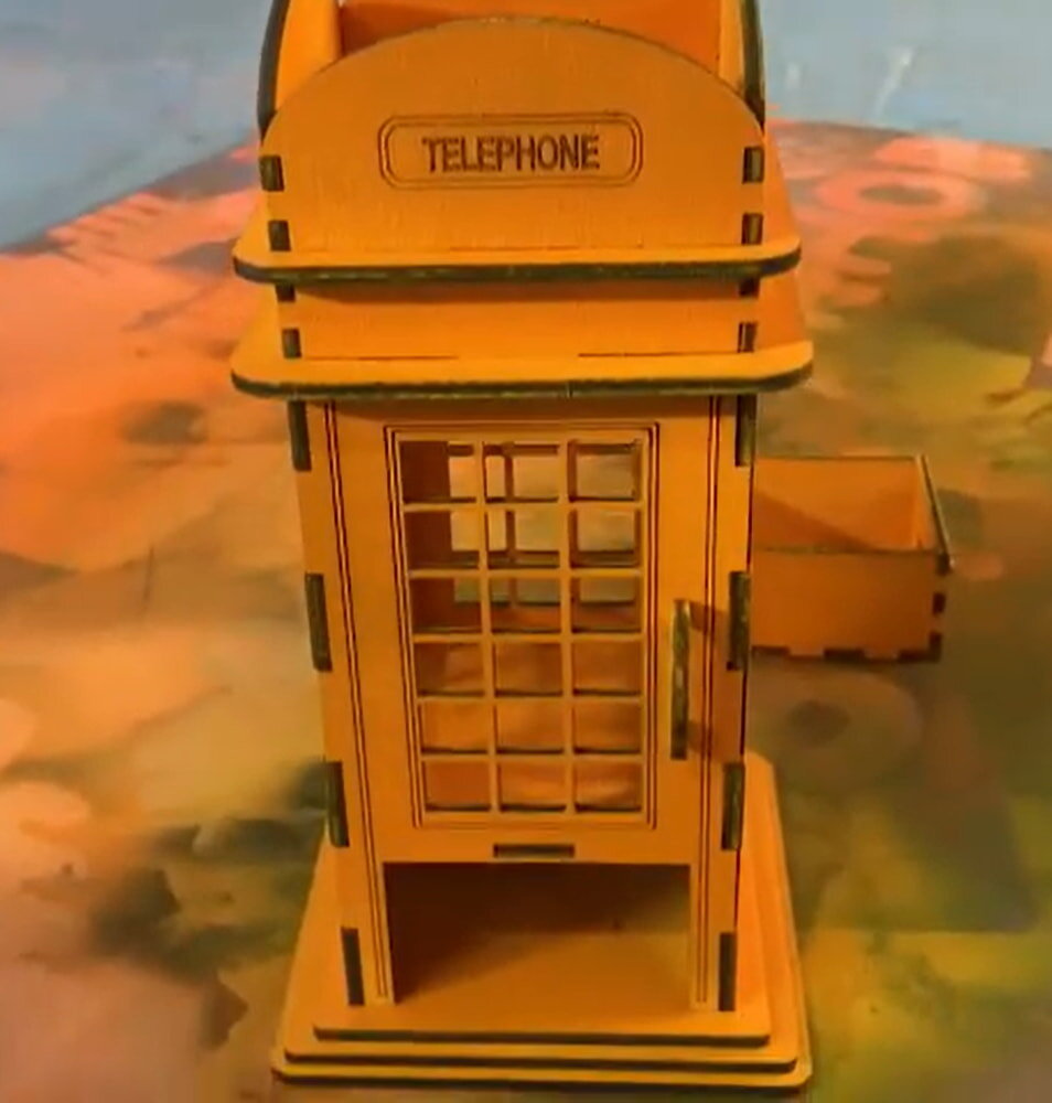 Intra απο ξύλο plywood 3mm-4mm πάχος - Θήκη μολυβιού βρετανικού τηλεφωνικού θαλάμου Δίασταση 30x30 cm Intraeaxys-m1d6p3d7