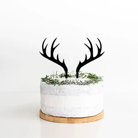 Intra απο ξύλο plywood 3mm-4mm πάχος - Deer Antler Cake Topper Δίασταση 30x30 cm Intraeaxys-qomr64k1