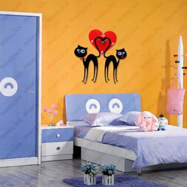 Intra απο ξύλο plywood 3mm-4mm πάχος - Ρολόι τοίχου Cat Lover Δίασταση 30x30 cm Intraeaxys-078y68no