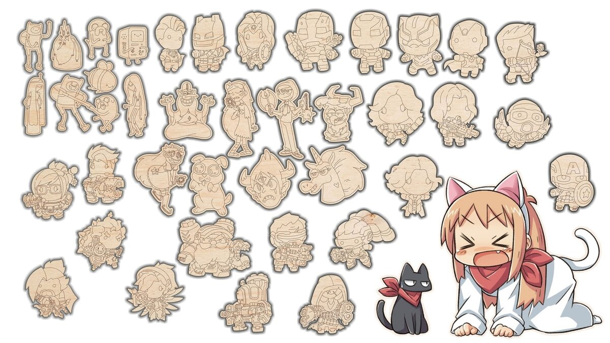 Intra απο ξύλο plywood 3mm-4mm πάχος - Χαραγμένα χαριτωμένα Trolls εικονίδια εμβλήματα Μαγνήτες Δίασταση 30x30 cm Intraeaxys-ro6y49q7