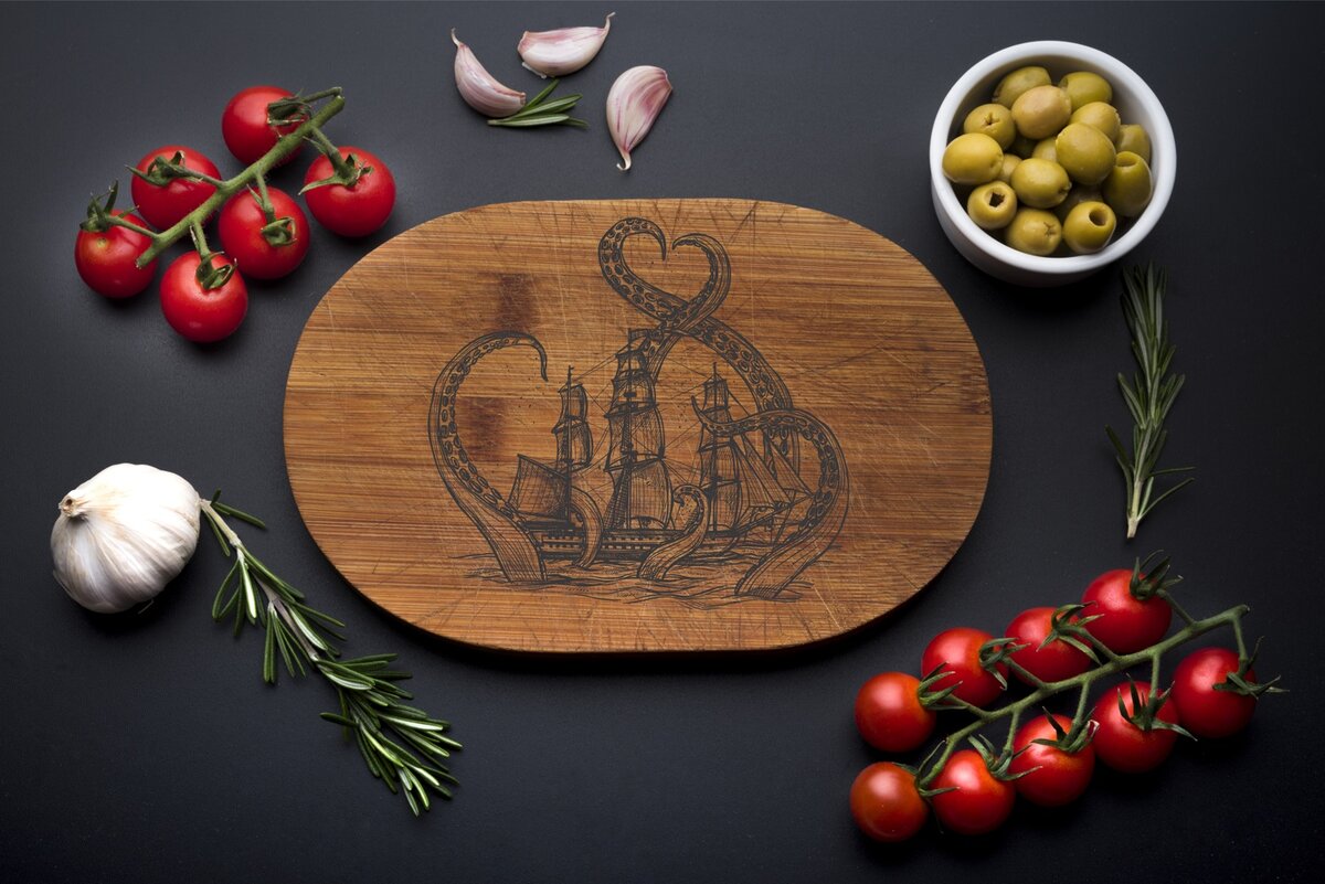 Intra απο ξύλο plywood 3mm-4mm πάχος - Χαρακτική λέιζερ ιστιοπλοϊκό σχέδιο για σανίδα κοπής Δίασταση 30x30 cm Intraeaxys-joedzd81