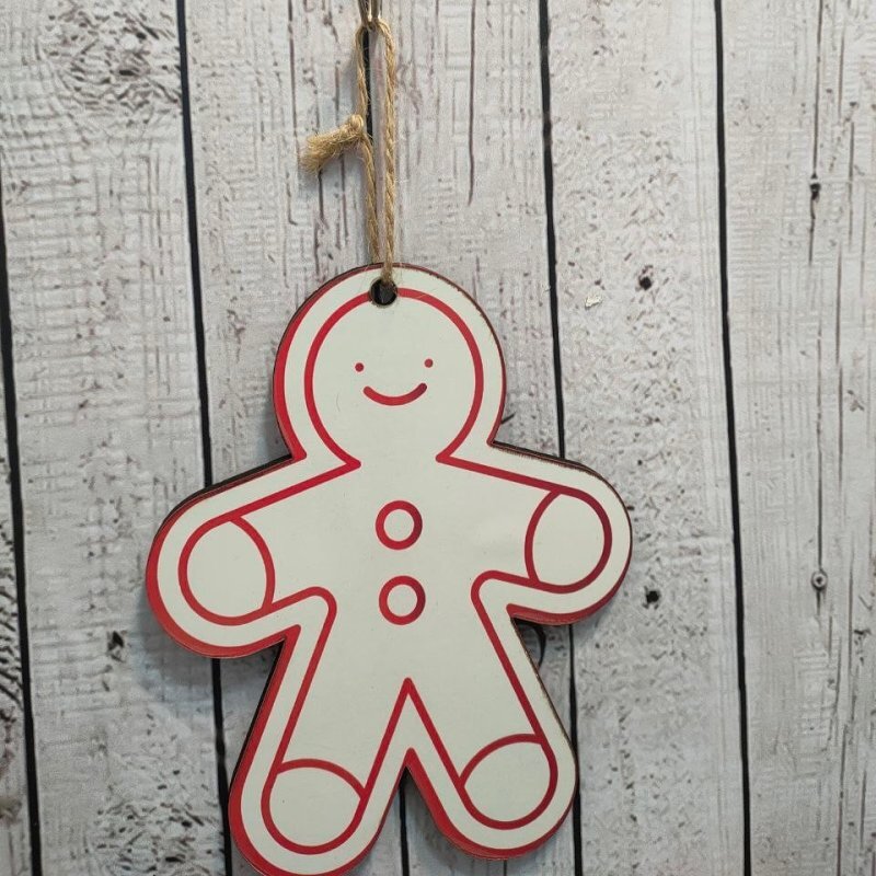 Intra απο ξύλο plywood 3mm-4mm πάχος - Χριστουγεννιάτικη διακόσμηση με μελόψωμο άνδρα Δίασταση 30x30 cm Intraeaxys-075kdr07