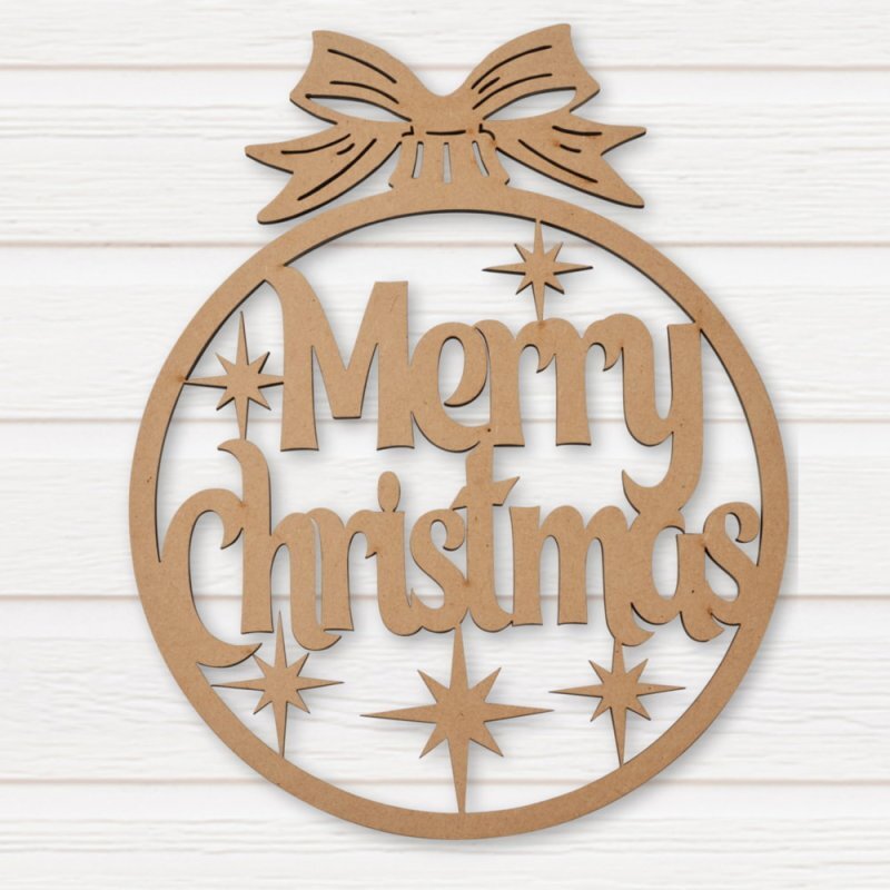 Σετ των 2 Intra απο ξύλο plywood 3mm-4mm πάχος - Χαρούμενα Χριστούγεννα στολίδι Δίασταση 10x10 cm Intraeaxys-pok08nd7