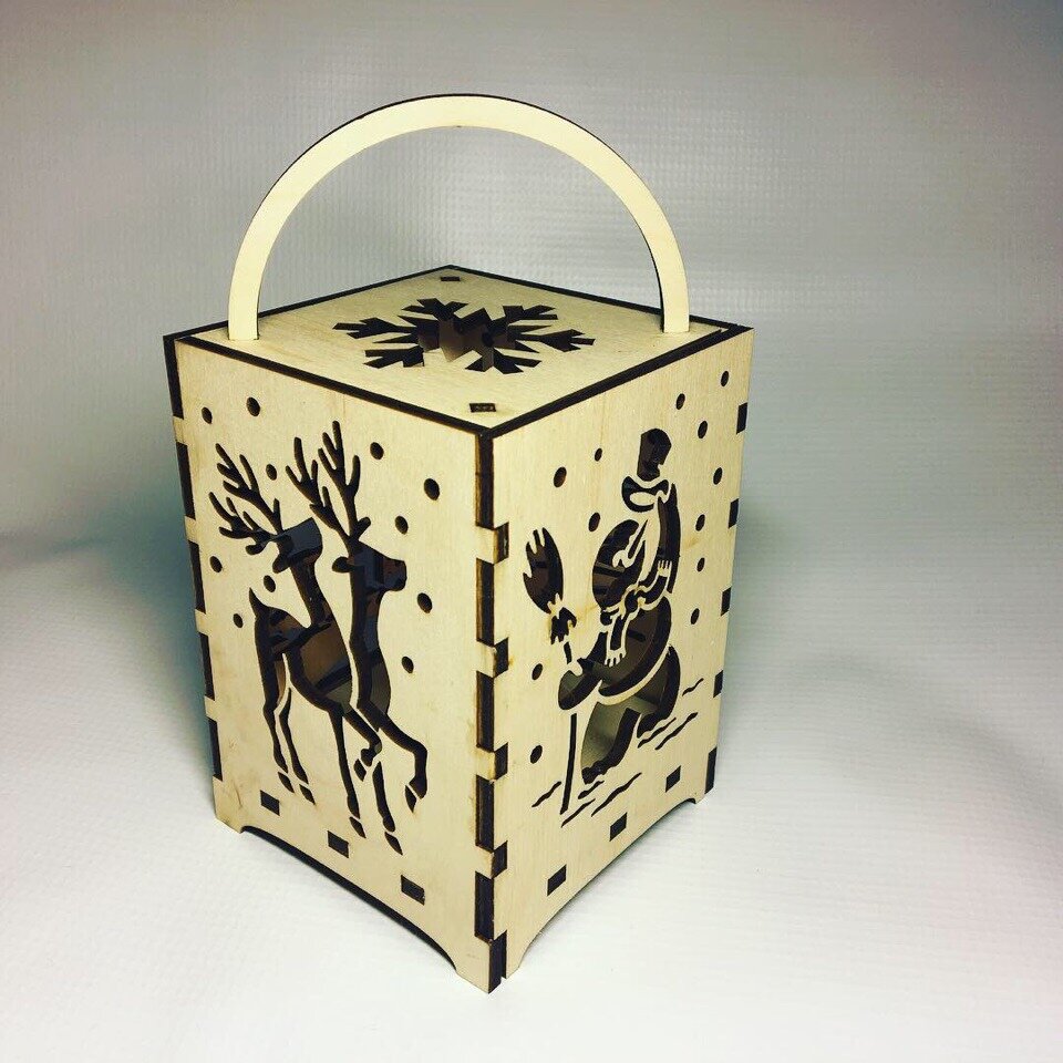 Intra απο ξύλο plywood 3mm-4mm πάχος - Χριστουγεννιάτικο Φωτιστικό Κηροπήγιο Χριστουγεννιάτικο Κηροπήγιο Δίασταση 30x30 cm Intraeaxys-pok35zj7