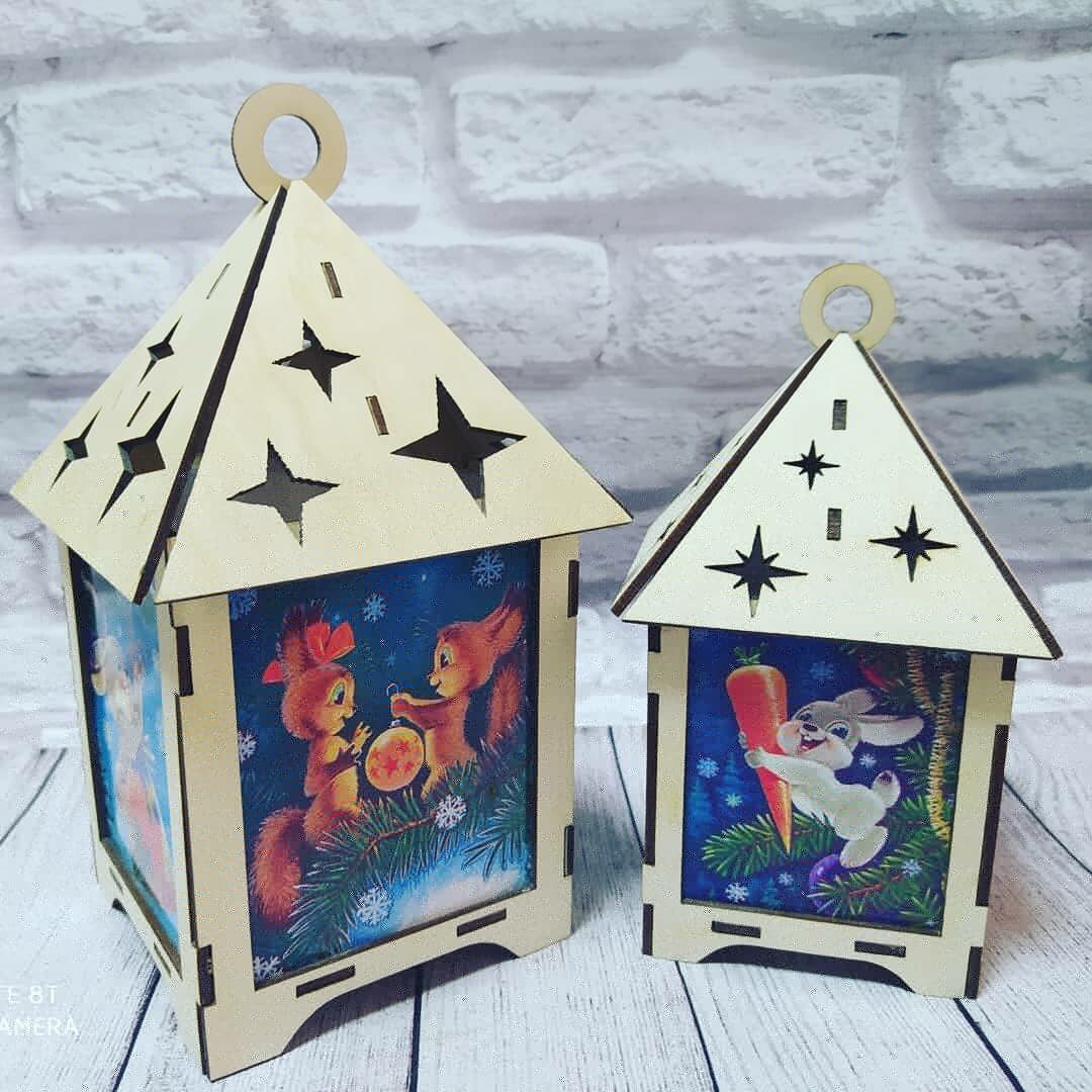 Intra απο ξύλο plywood 3mm-4mm πάχος - Χριστουγεννιάτικο Φανάρι Διακόσμηση Γιορτινό Φανάρι Δίασταση 30x30 cm Intraeaxys-ro6y0e37