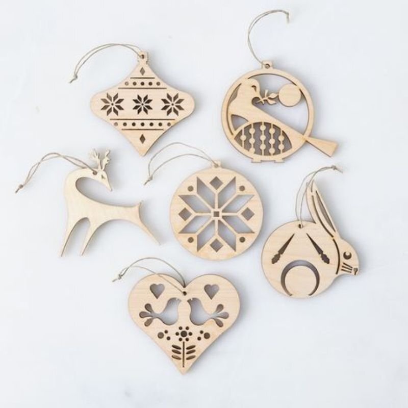 Σετ των 2 Intra απο ξύλο plywood 3mm-4mm πάχος - Σκανδιναβικό στολίδι Δίασταση 10x10 cm Intraeaxys-r1zq0dl1