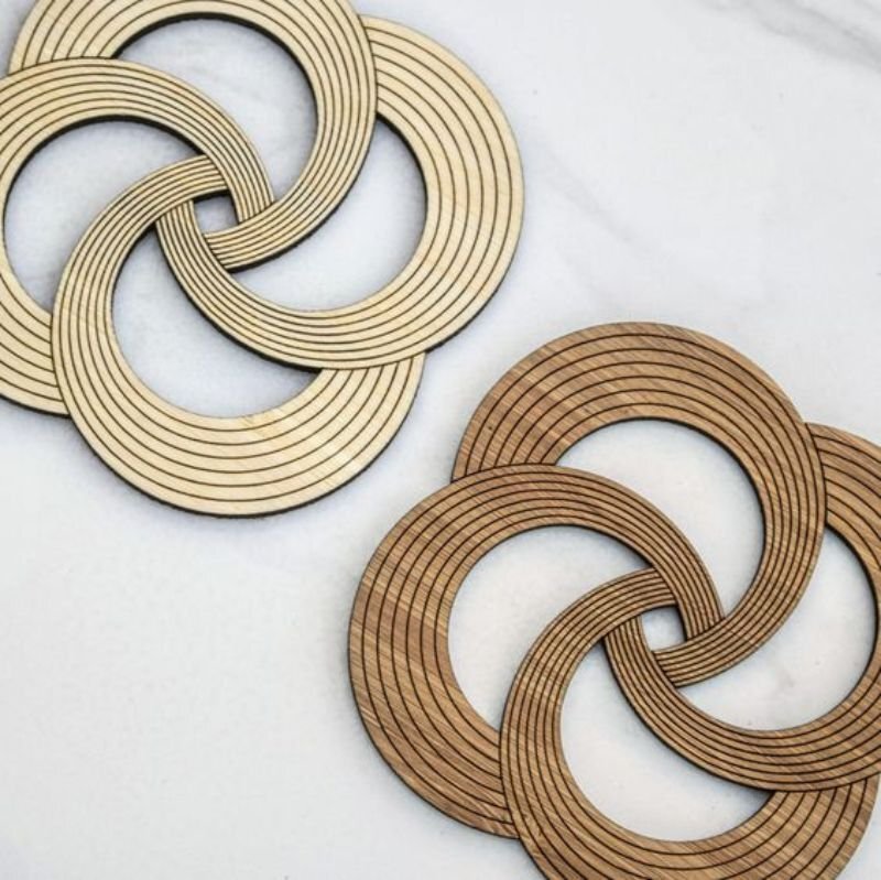 Intra απο ξύλο plywood 3mm-4mm πάχος - Ξύλινο σουβέρ σπιράλ Δίασταση 30x30 cm Intraeaxys-6o3n8931