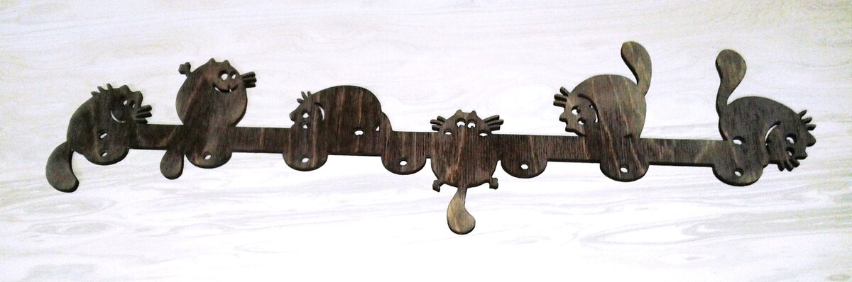 Intra απο ξύλο plywood 3mm-4mm πάχος - Κρεμάστρα με γάτες Δίασταση 30x30 cm Intraeaxys-lopqmk67