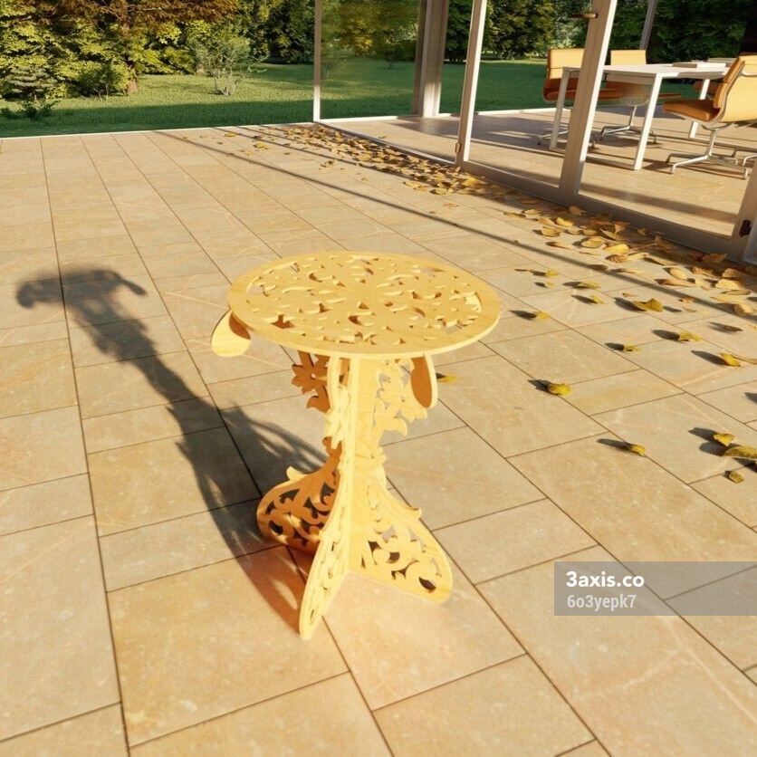 Intra απο ξύλο plywood 3mm-4mm πάχος - Στρογγυλό Διακοσμητικό Τραπεζάκι Σαλονιού Δίασταση 30x30 cm Intraeaxys-6o3yepk7