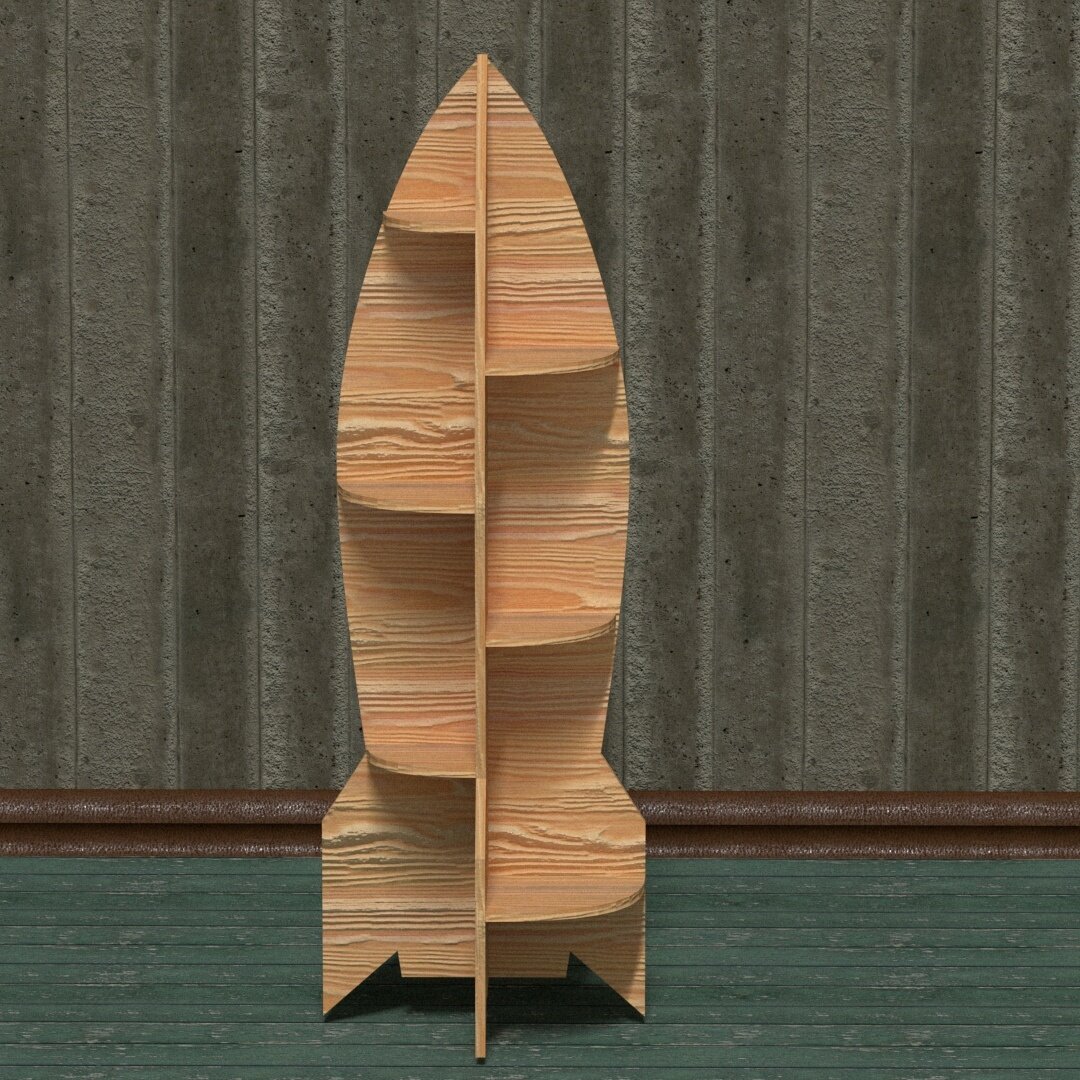 Intra απο ξύλο plywood 3mm-4mm πάχος - Ράφι πυραύλων Διαστημόπλοιο Βιβλιοθήκη Διακόσμηση δωματίου Δίασταση 30x30 cm Intraeaxys-078yqkmo