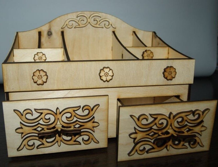 Intra απο ξύλο plywood 3mm-4mm πάχος - Ξύλινο Makeup Organizer Αποθήκευση καλλυντικών με συρτάρια Δίασταση 30x30 cm Intraeaxys-ro6y5827